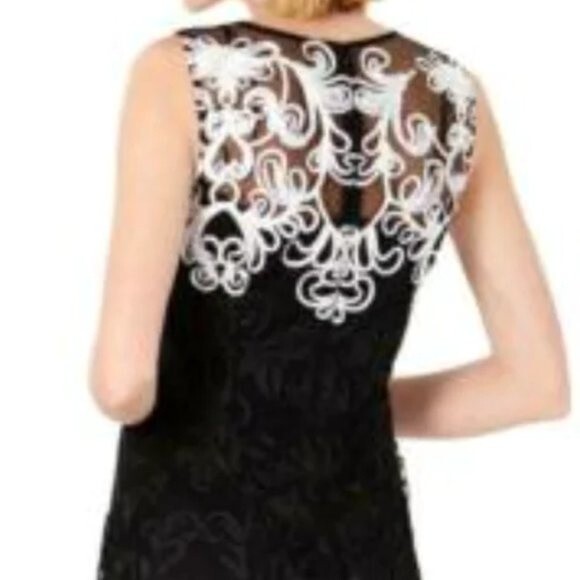 R & M Richards Black and Shite Soutache Midi Dress New with Tags Size 10 - Picture 2 of 10